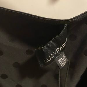 Lucy Paris Size Small Black Polka Dot Silky Top